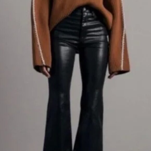 RAG & BONE (NWOT) Casey High-Rise Ankle Flare - Coated Black - Picture 2 of 5